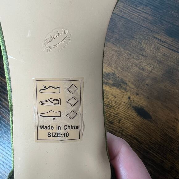 Olive Green Velvet Ankle Strap Stiletto Heels Sz 10 Holiday Event Party Cocktail - Picture 8 of 9